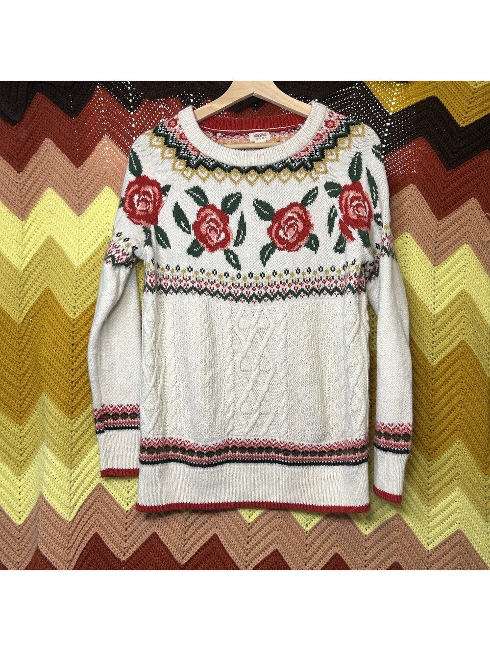 Mossimo Rose Knit Pullover Sweater Extra  Small Cottage Core
